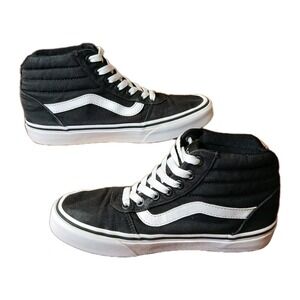 Vans SK8 Hi Shoes Women Sz 6.5 Black White High Top Sneaker Skater Shoes #1356